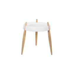 Liola', Tavolino bianco opaco 3 gambe frassino naturale opaco - Zafferano