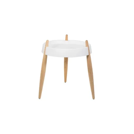 Liola', Tavolino bianco opaco 3 gambe frassino naturale opaco - Zafferano