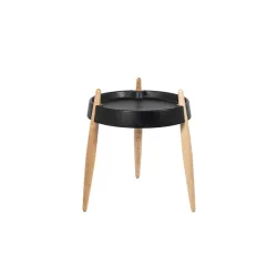 Liola', Tavolino nero opaco 3 gambe frassino naturale opaco - Zafferano