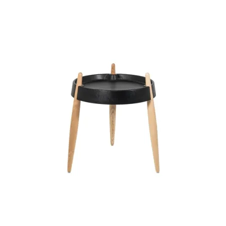 Liola', Tavolino nero opaco 3 gambe frassino naturale opaco - Zafferano