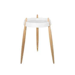 Liola', Tavolino bianco opaco 3 gambe frassino naturale opaco - Zafferano