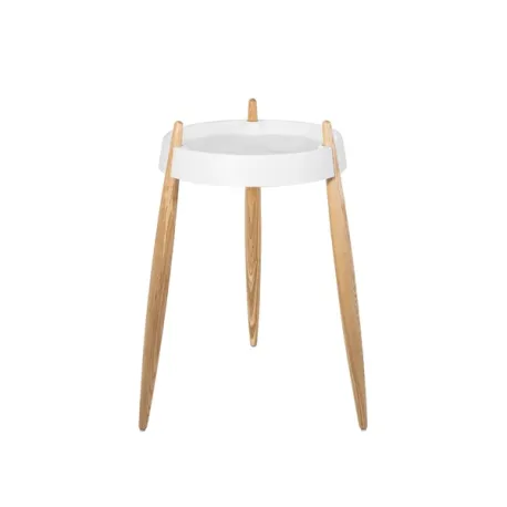 Liola', Tavolino bianco opaco 3 gambe frassino naturale opaco - Zafferano