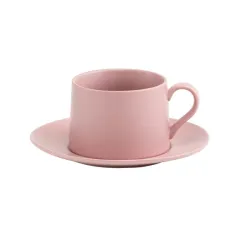 Levante, Tazza thecon piattino rosa antico in porcellana - Zafferano