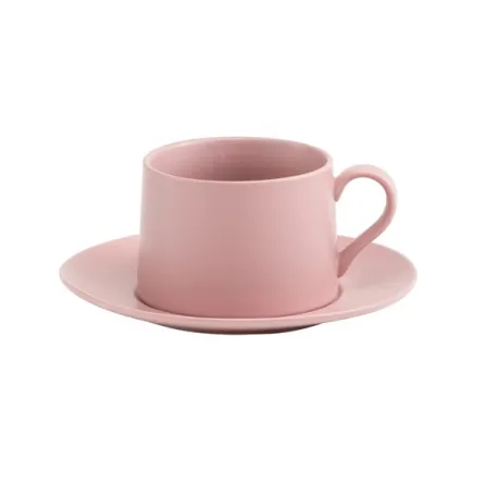 Levante, Tazza thecon piattino rosa antico in porcellana - Zafferano