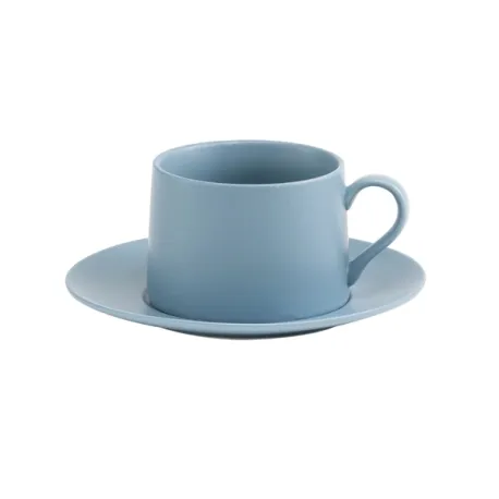 Levante, Tazza thecon piattino blu avio in porcellana - Zafferano