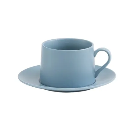 Levante, Tazza thecon piattino blu avio in porcellana - Zafferano