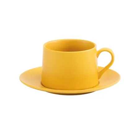 Levante, Tazza thecon piattino ocra in porcellana - Zafferano