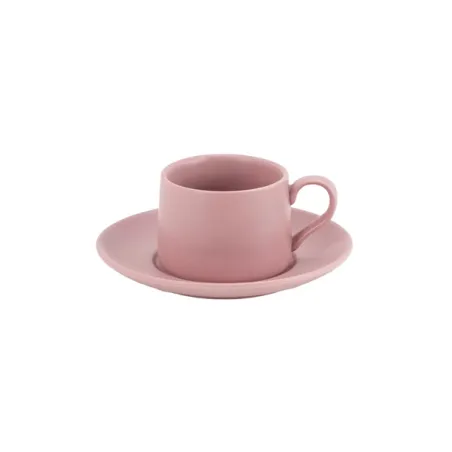 Levante, Tazza caffe' con piattino rosa antico in porcellana - Zafferano