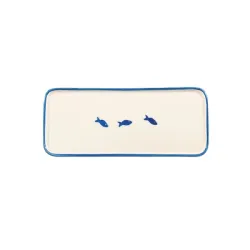 Stencil, Piatto rettangolare azzurro in ceramica pesciolino azzurro - Zafferano