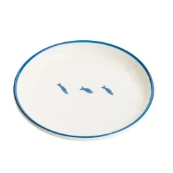 Stencil, Piatto azzurro in ceramica pesciolino azzurro - Zafferano