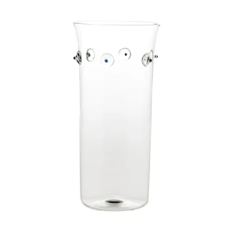 Patea, Vaso cilindro alto trasparente/blu - Zafferano