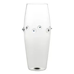 Patea, Vaso bombato alto trasparente/blu - Zafferano