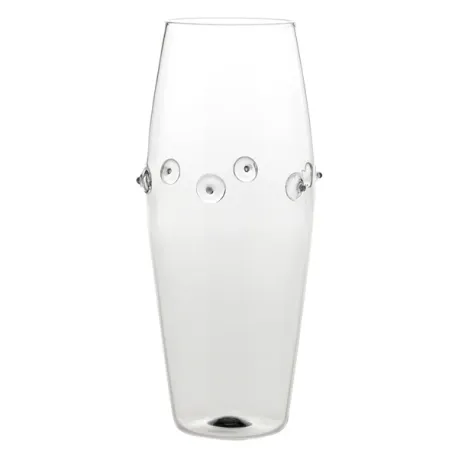 Patea, Vaso bombato alto trasparente/grigio - Zafferano