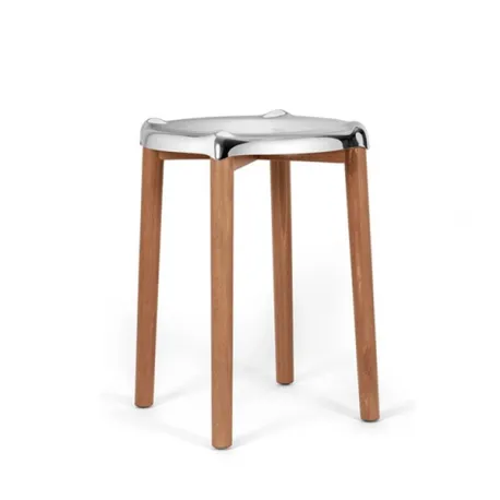 Poele low stool, Sgabello in legno di faggio, Acciaio - Alessi