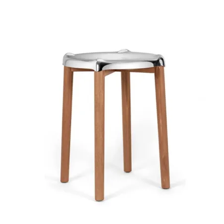 Poele low stool, Sgabello in legno di faggio, Acciaio - Alessi
