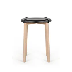 Poele low stool, Sgabello in legno di faggio, Nero - Alessi