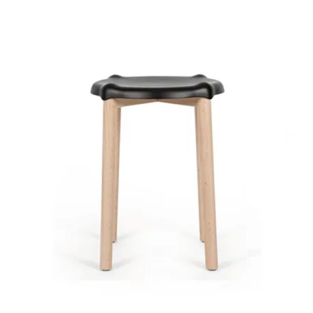 Poele low stool, Sgabello in legno di faggio, Nero - Alessi