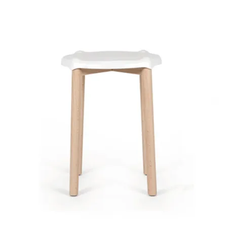 Poele low stool, Sgabello in legno di faggio, Bianco- Alessi