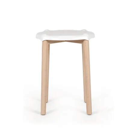 Poele low stool, Sgabello in legno di faggio, Bianco- Alessi