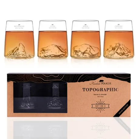 Set bicchierini da liquore (shottini), Monch/Eiger/Monte Matterhorn/Jungfrau - Alaskan Maker
