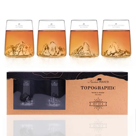 Set bicchierini da liquore (shottini), Mont Blanc, Everest, Matterhorn, Pic du Midi - Alaskan Maker