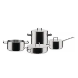 Convivo, Set in trilamina di 7 pezzi in acciaio, Satinato - Alessi