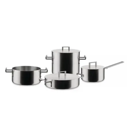 Convivo, Set in trilamina di 7 pezzi in acciaio, Satinato - Alessi