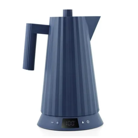 Plissè, Bollitore elettrico con controllo della temperatura, Blu - Alessi