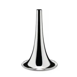 Trumpet, Vaso per fiori, collo stretto, in ottone argentato tornito in lastra - Alessi