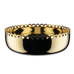 Edges, Cestino con bordo traforato in acciaio inossidabile 18/10 con rivestimento in PVD ottone - Alessi