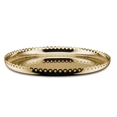 Edges, Vassoio con bordo traforato in acciaio inossidabile 18/10, con rivestimento in PVD ottone - Alessi