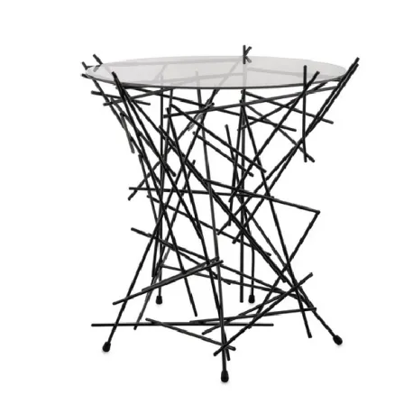 Blow up, Tavolino con base in acciaio cromato e piano in vetro, Nero - Alessi
