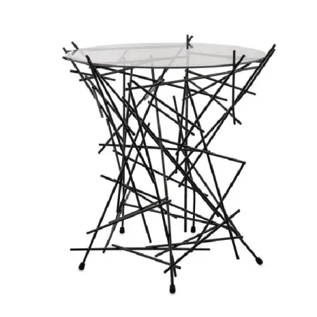 Blow up, Tavolino con base in acciaio cromato e piano in vetro, Nero - Alessi