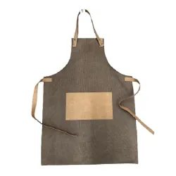 Grembiule Canvas+similpelle Cm.80x60 base marrone, tasca vintage sabbia+lacci vintage sabbia - Wosde