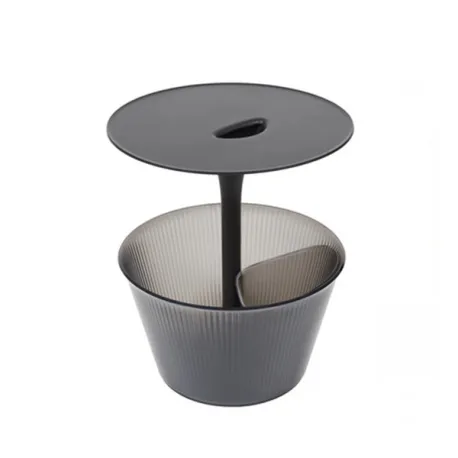 Pick-Up, Tavolino multiuso in zama cromata e resina termoplastica con contenitore per bottiglie, Nero - Alessi