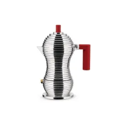 Pulcina, Caffettiera espresso. Tazze n° 1, Rossa - Alessi