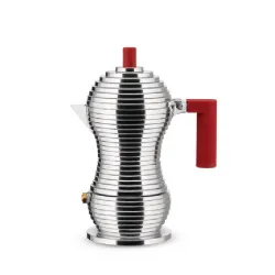 Pulcina, Caffettiera espresso. Tazze n° 3, Rossa - Alessi