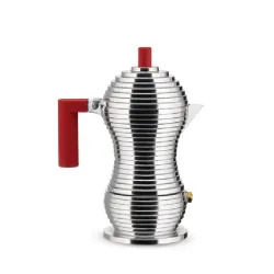 Pulcina, Caffettiera espresso per induzione. Tazze n° 3, Rossa - Alessi