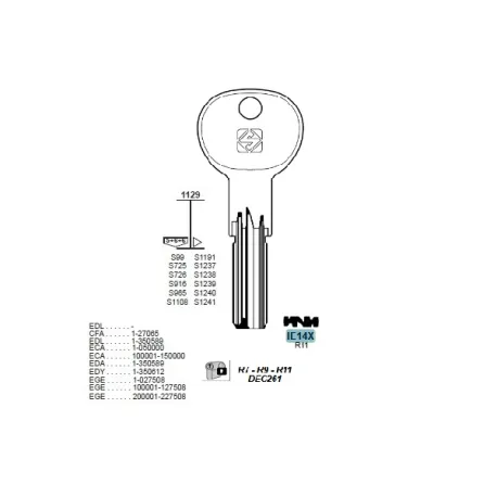 Chiave punzonata, Iseo - IE14X - Silca