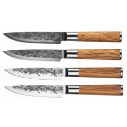 Set 4 Coltello bistecca XXL forgiato, Oliva - Forged