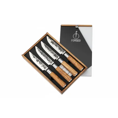 Set 4 Coltello bistecca XXL forgiato, Oliva - Forged