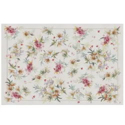 Sinfonia di petali, Tovaglia in puro lino Cm.170x310, 12 posti - Mitek