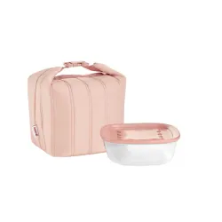 Set borsa termica piccola con contenitore salvafreschezza 'On The Go' Rosa fiori di pesco - Guzzini
