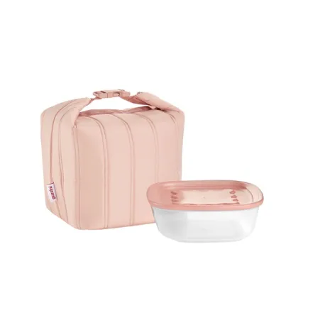 Set borsa termica piccola con contenitore salvafreschezza 'On The Go' Rosa fiori di pesco - Guzzini