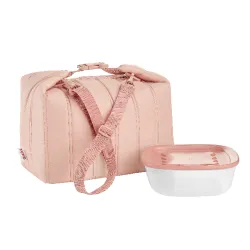Set borsa termica grande con contenitore salvafreschezza 'on the go' Rosa fiori di pesco - Guzzini