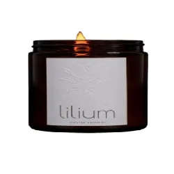 Candela in cera con stoppino in legno Gr.400, bosco gourmand - Lilium