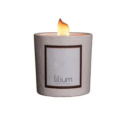 Candela in cera di soia e cocco con stoppino in legno Gr.300, incenso speziato - Lilium