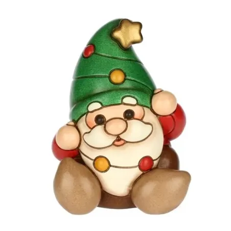 Gnomo Oliver con lucine natalizie in ceramica, piccolo - Thun