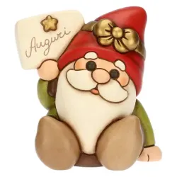 Gnomo Oliver in ceramica con scritta Auguri - Thun