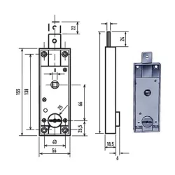 Serratura serrande catenaccio diritto - Cilindro ottone doppia mappa 1640 Mm.8,0